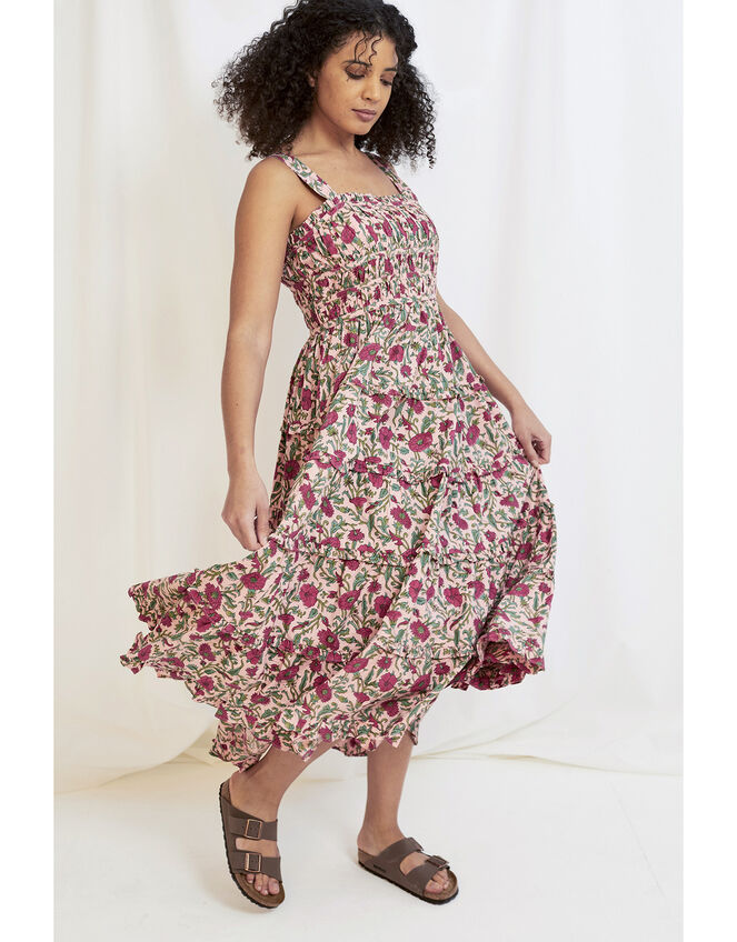 East Laurel Woodblock Midi Dress, Pink (PINK), large