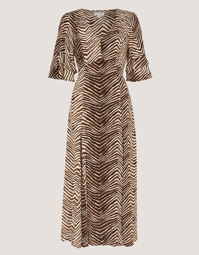 Pippa Animal Print Midi Dress, Green (KHAKI), large