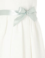 Jersey Jacquard Hanky Hem Dress, Ivory (IVORY), large