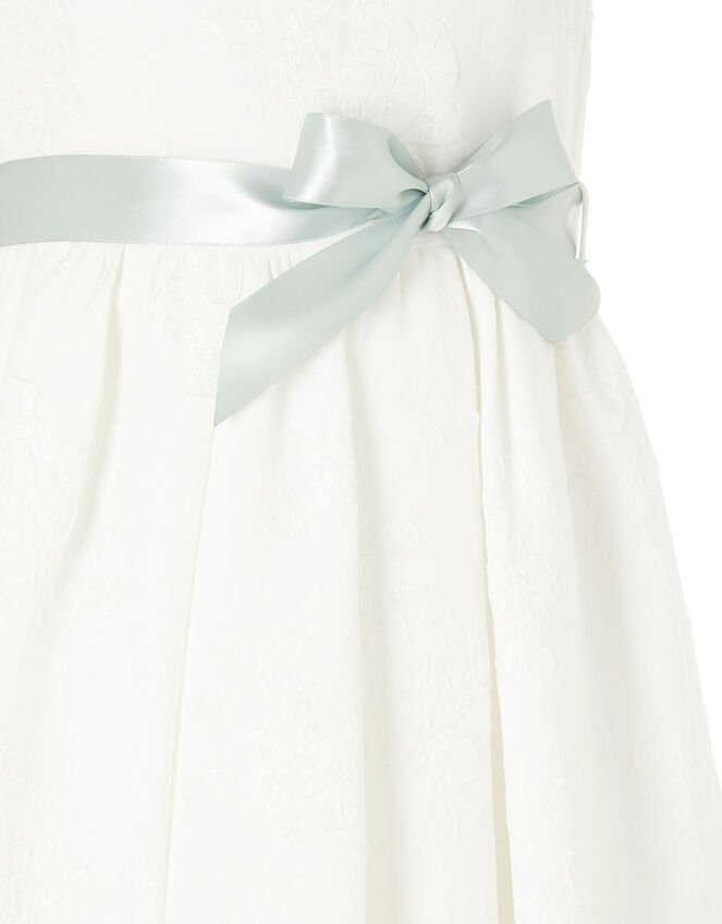 Jersey Jacquard Hanky Hem Dress, Ivory (IVORY), large