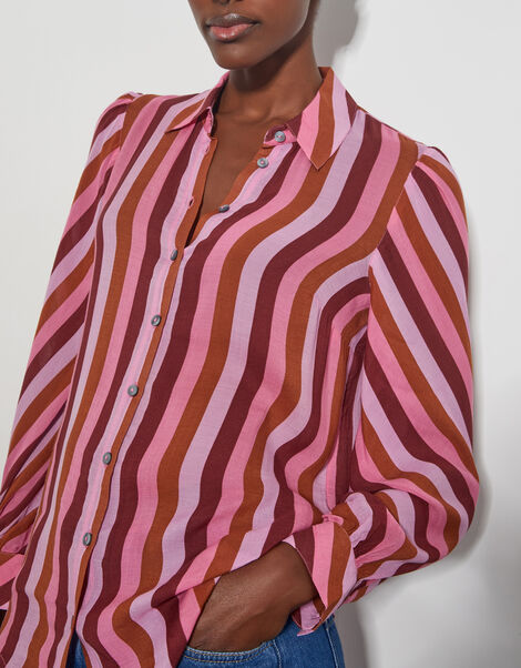 Solana Stripe Shirt, Pink (PINK), large