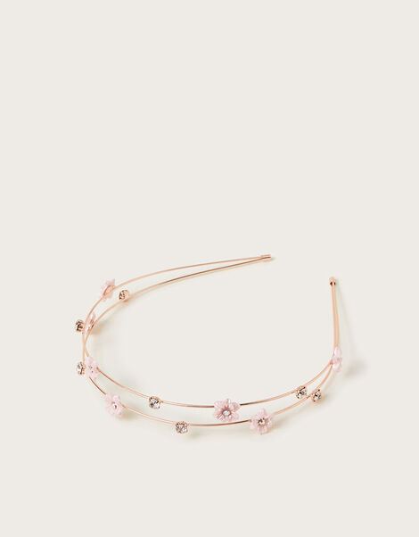 Diamante Flower Wire Headband, , large