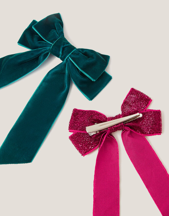 2-Pack Ribbon Bow Hair Clips, , large