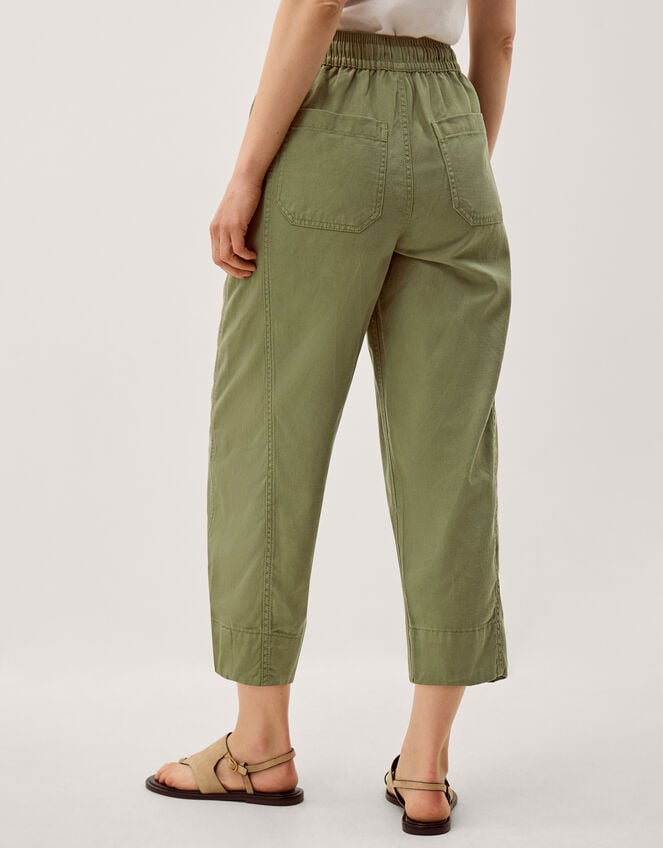 Megan Cropped Barrel Trousers, Green (KHAKI), large
