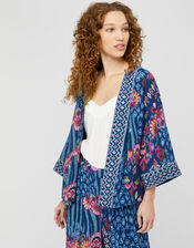 Mercy Printed Kimono in Sustainable Viscose, Blue (NAVY), large