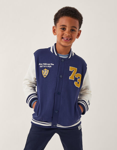 Varsity Bomber Jacket, Blue (BLUE), large