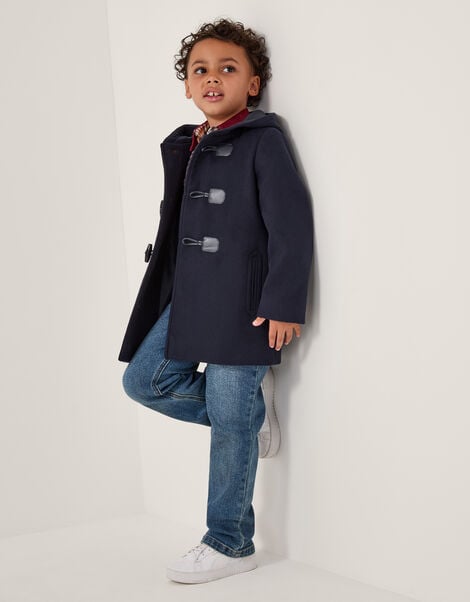 Hooded Duffle Coat, Blue (NAVY), large
