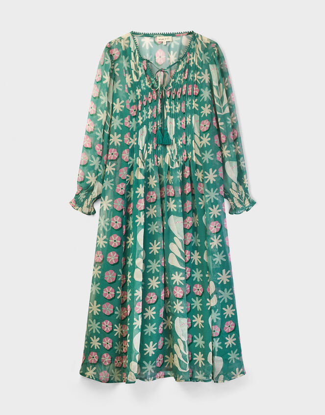 East Charlize Printed Pintuck Midi Dress, Green (GREEN), large