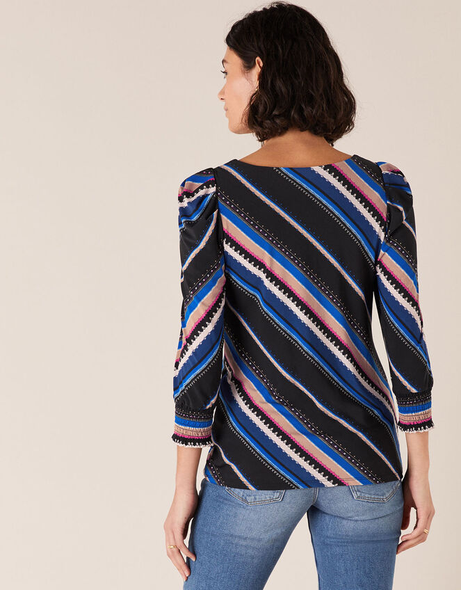 Stripe Print Jersey Top, Black (BLACK), large
