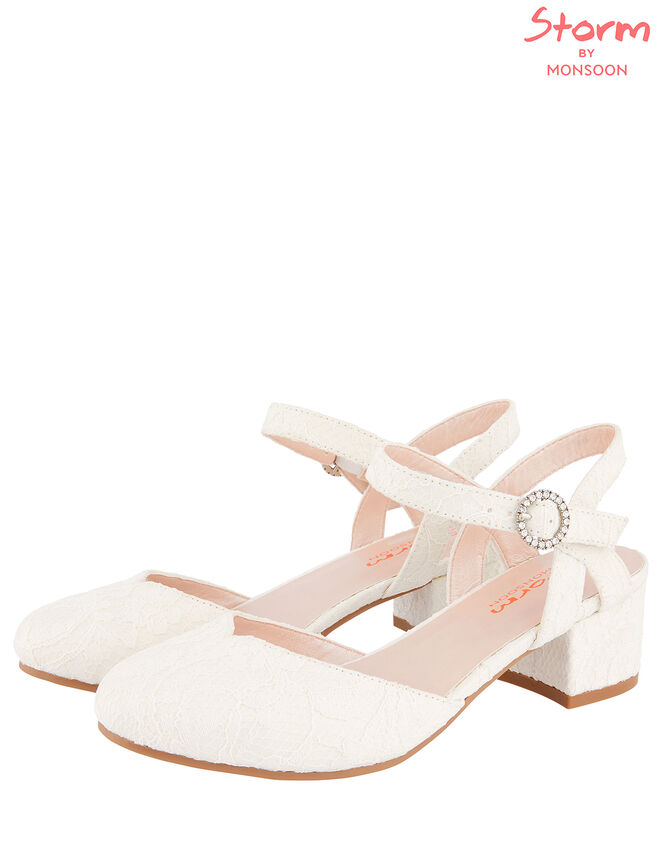 Lace Two-Part Heels, Ivory (IVORY), large