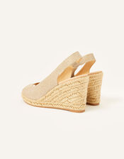 Sandy Shimmer Peep Toe Wedges, Gold (GOLD), large