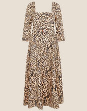 Angelina Animal Square Neck Dress , Camel (CAMEL), large