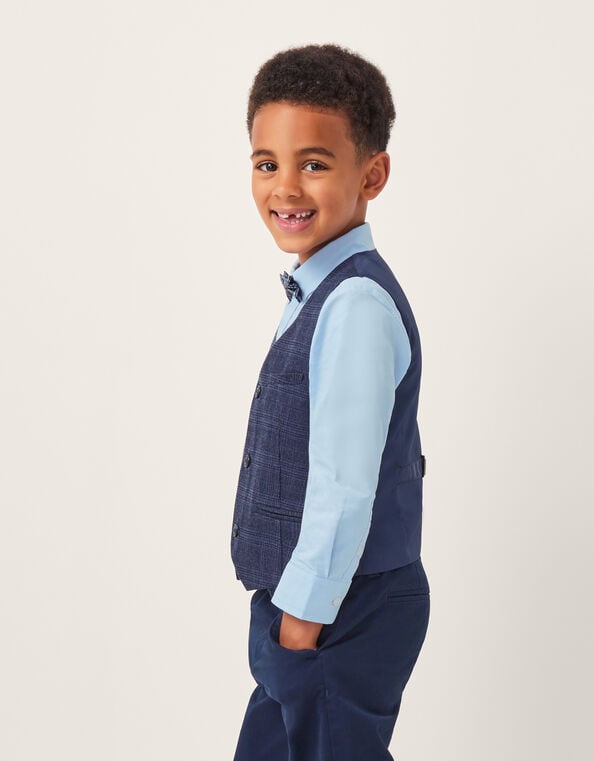 Three-Piece Oliver Check Vest & Shirt Set, Blue (NAVY), large