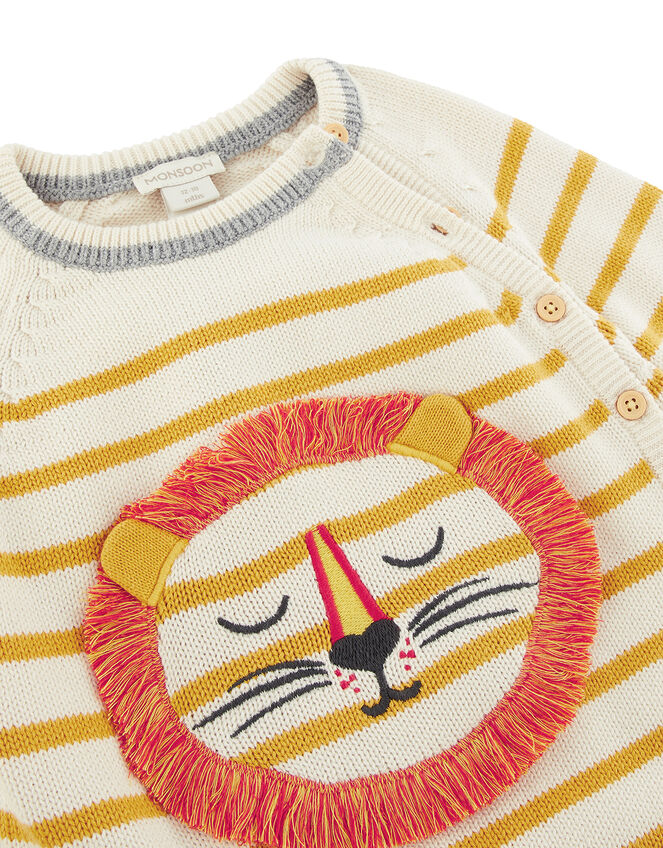 Newborn Baby Lion and Stripe Knit Set, Yellow (MUSTARD), large