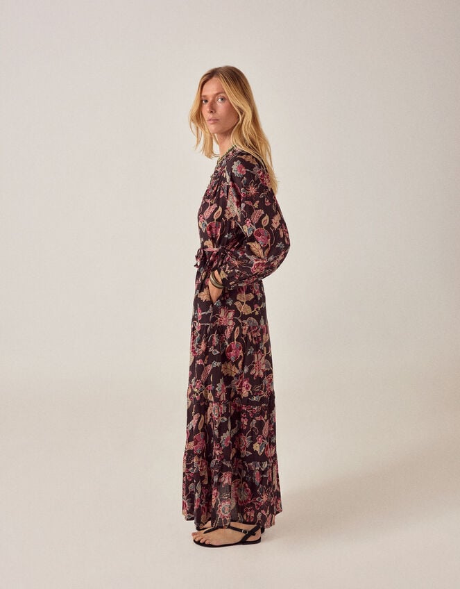 Maison Hotel Louise Paisley Print Maxi Dress, Black (BLACK), large