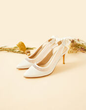 Bow Mesh Slingback Bridal Heels, Ivory (IVORY), large