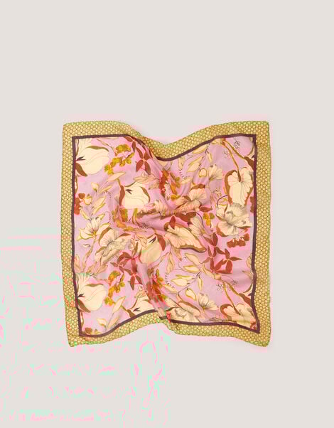 Isabella Floral Square Silk Scarf, , large