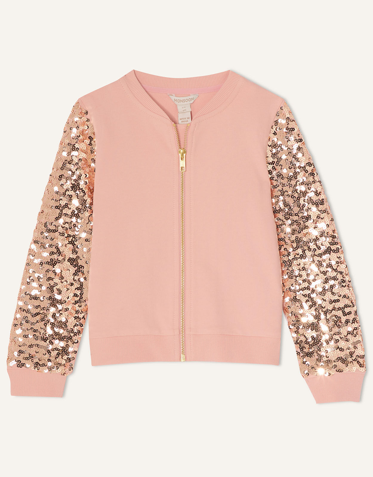 Sequin Unicorn Bomber Jacket Pink 