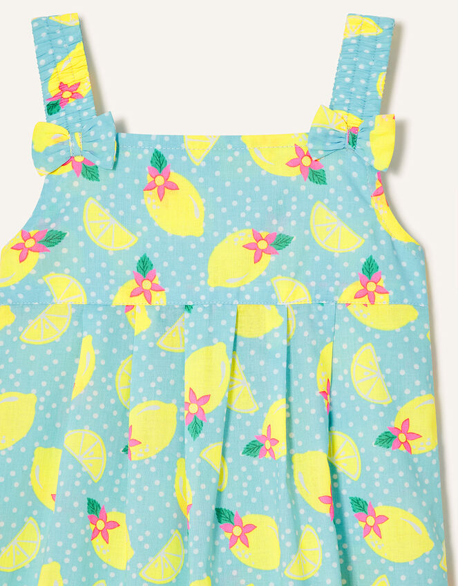 Baby Lemon Print Romper, Yellow (YELLOW), large