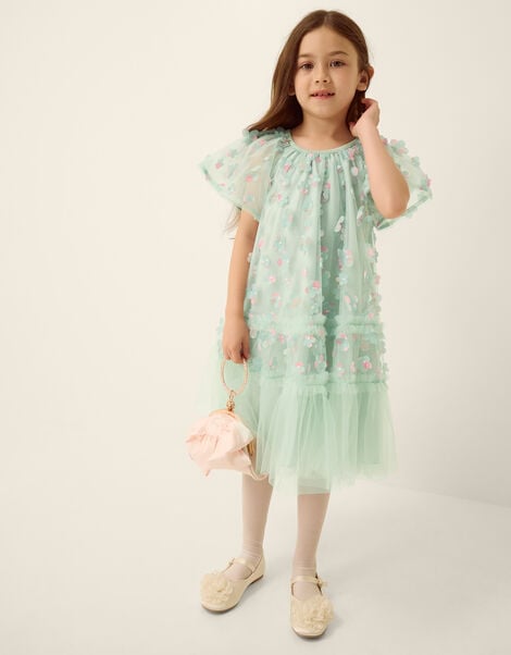 Kala Floral Appliqu&eacute; Party Dress, Green (SAGE), large