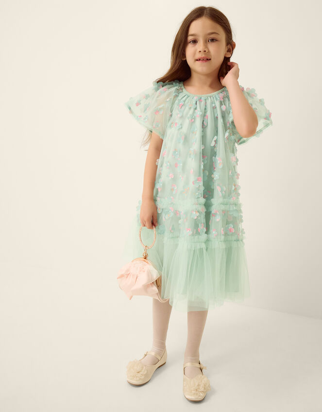 Kala Floral Appliqu&eacute; Party Dress, Green (SAGE), large
