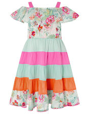 Bettie Floral Colour-Block Dress, Blue (TURQUOISE), large