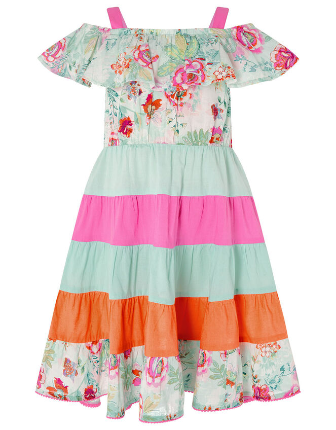 Bettie Floral Colour-Block Dress, Blue (TURQUOISE), large