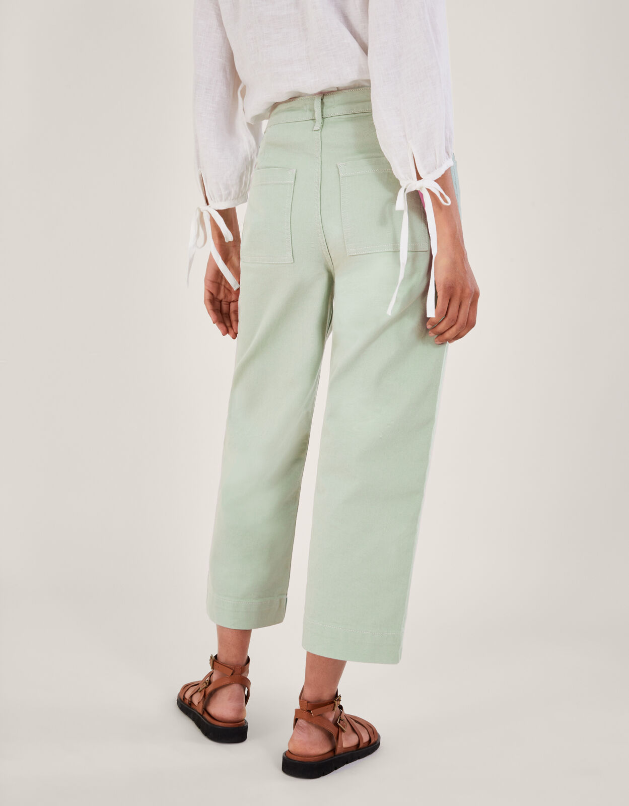 Green cropped jeans shop