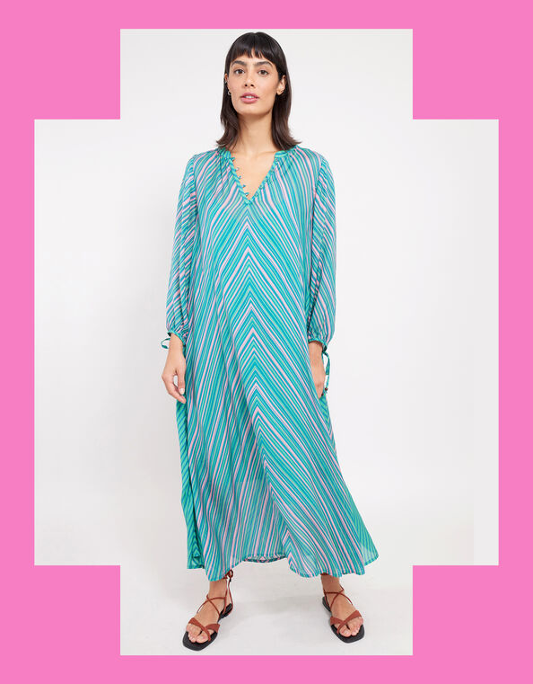 East Avery Mix Stripe Midi Dress, Multi (MULTI), large