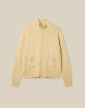 Zoe Zip Cardigan, Yellow (BUTTER YELLOW), large