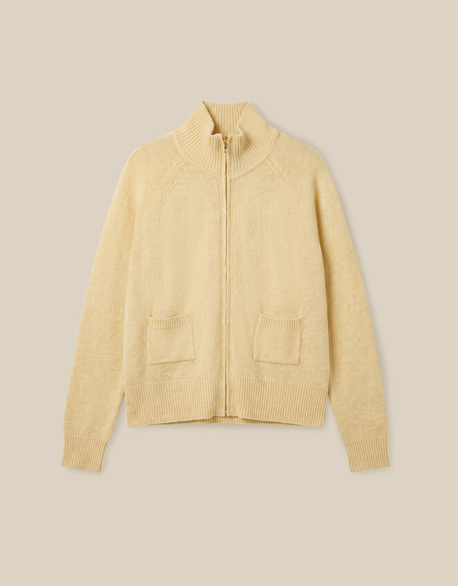 Zoe Zip Cardigan, Yellow (BUTTER YELLOW), large
