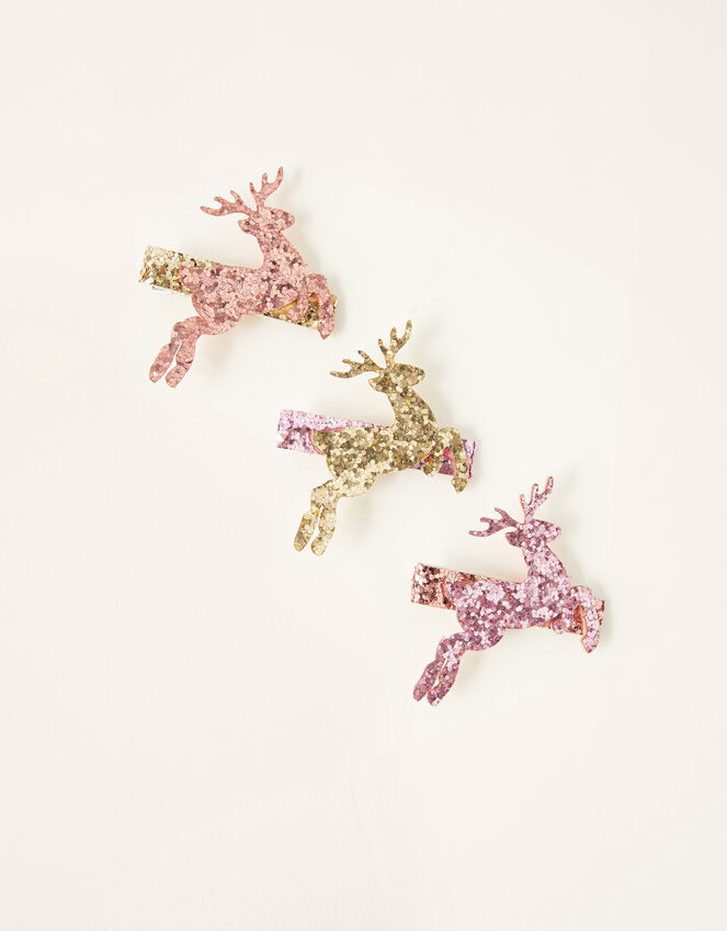 Leaping Reindeer Hair Clip Set, , large
