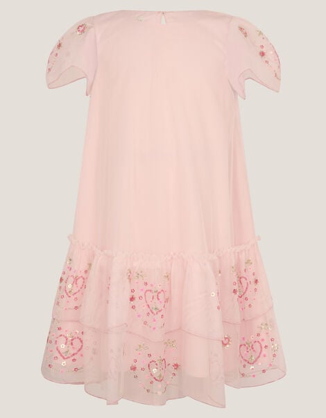 Heart Embellished Mesh Party Dress, Pink (PINK), large