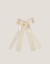 Ribbon Long Bow Hair Clip, Ivory (IVORY), large