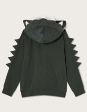 Dinosaur Spikes Zip Through Hoodie, Green (GREEN), large