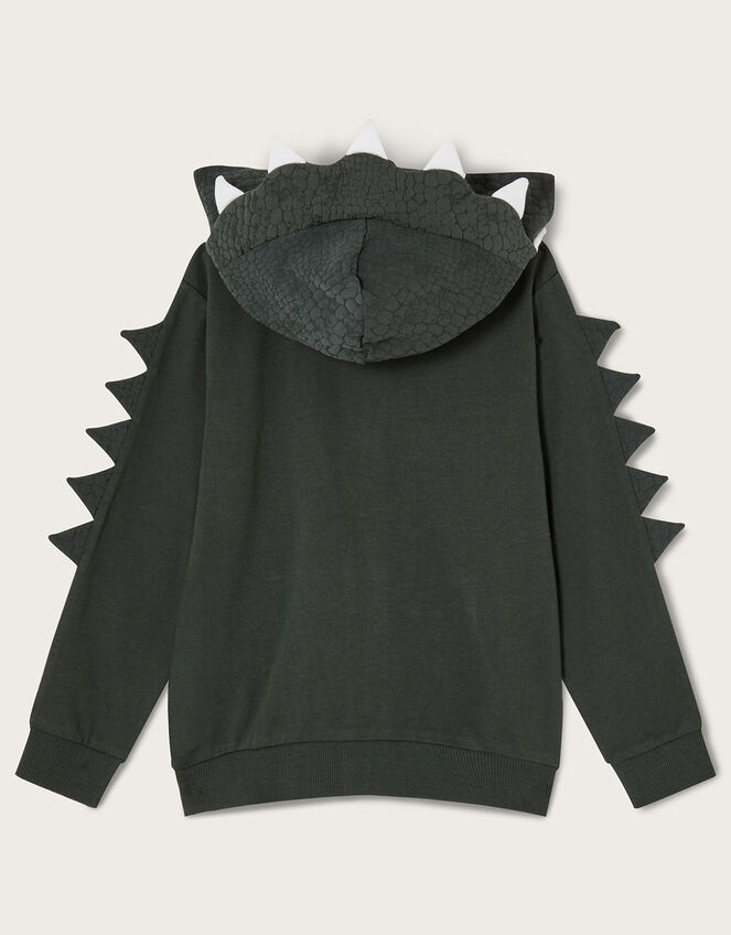 Dinosaur Spikes Zip Through Hoodie, Green (GREEN), large
