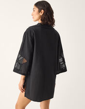 Joanna Cutwork Beach Shirt, Black (BLACK), large