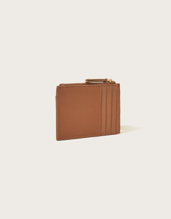 Scallop Leather Card Holder, Tan (TAN), large