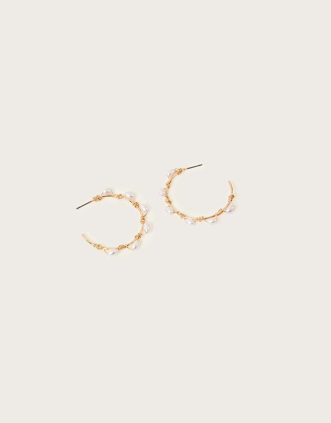 Pearl Twist Hoop Earrings, , large