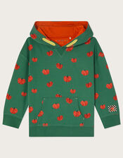 Pumpkin Print Hoodie, Green (GREEN), large