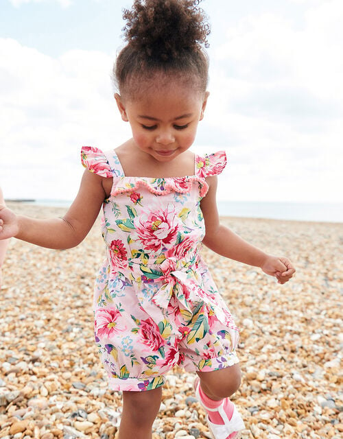 Baby Floral Romper in Pure Cotton Pink | Baby Girl Rompers & Jumpsuits |  Monsoon Global.