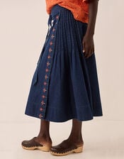 East Marion Denim Wrap Embroidered Skirt, Blue (DENIM), large