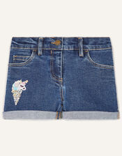 Unicorn Denim Shorts , Blue (BLUE), large