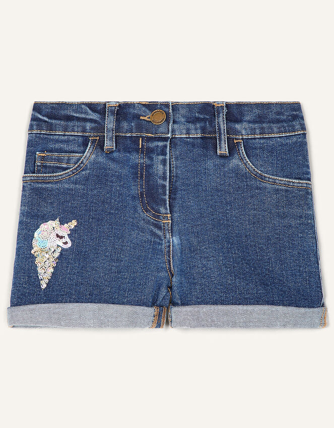 Unicorn Denim Shorts , Blue (BLUE), large