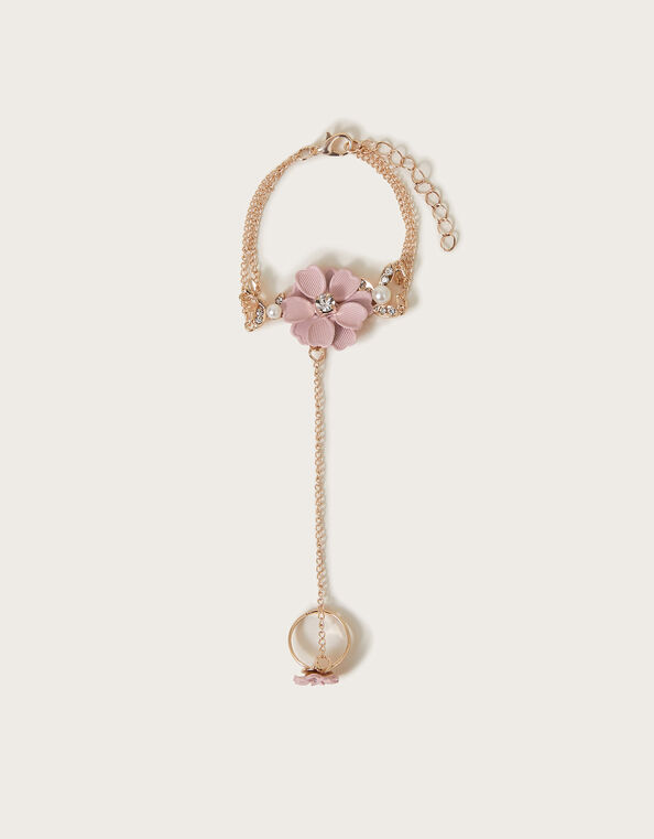 Diamante Flower Hand Chain, Pink (PINK), large