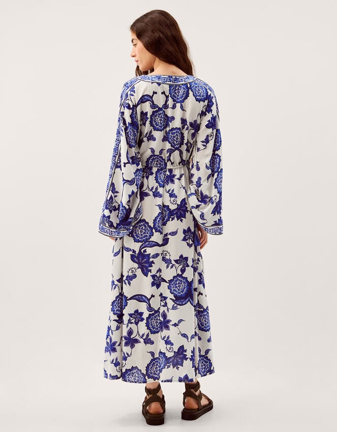 Gloria Floral Print Maxi Beach Dress, Blue (BLUE), large