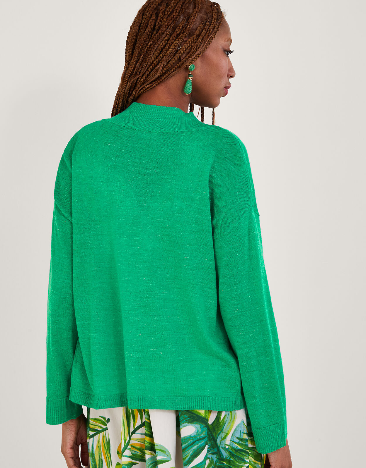 Pocket Cardigan in Linen Blend Green Cardigans Monsoon ROI