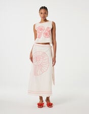 Fabienne Chapot Sansa Shell Embroidered Tie Top, Ivory (IVORY), large