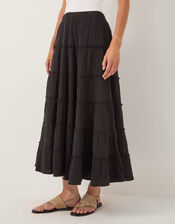 Ginny Tiered Maxi Skirt, Black (BLACK), large