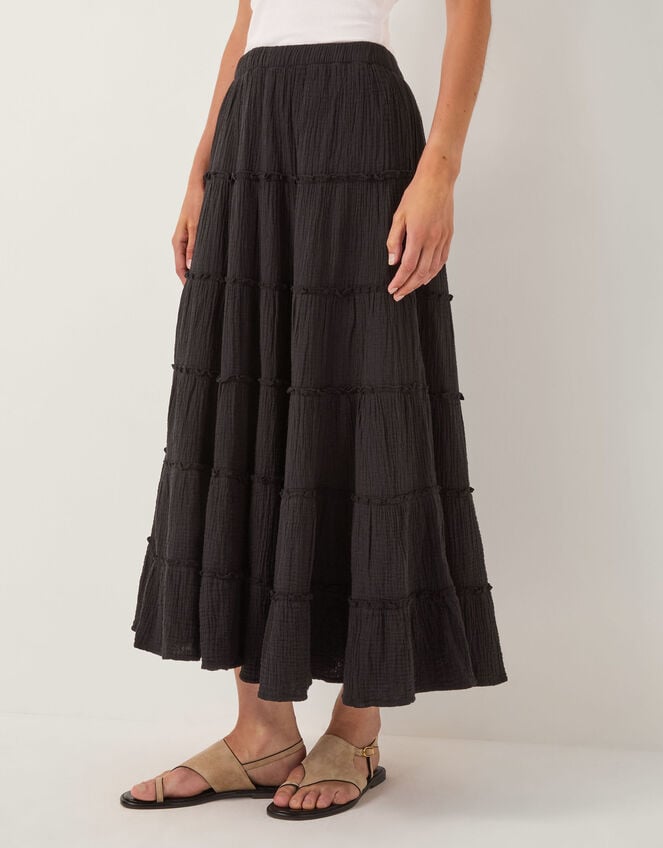 Ginny Tiered Maxi Skirt, Black (BLACK), large